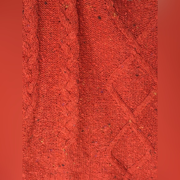 NEW Pilcro Anthropologie Oversized Dolman Cable Knit Pullover Rust Orange Boho - Picture 3 of 12